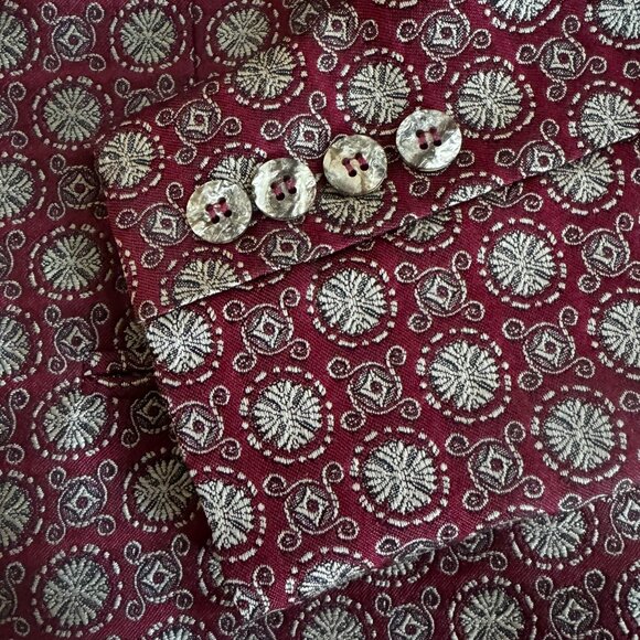 Burgundy/Gold Medallion Blazer The Limited Collection, Dark Academia Longline -M - Picture 3 of 10